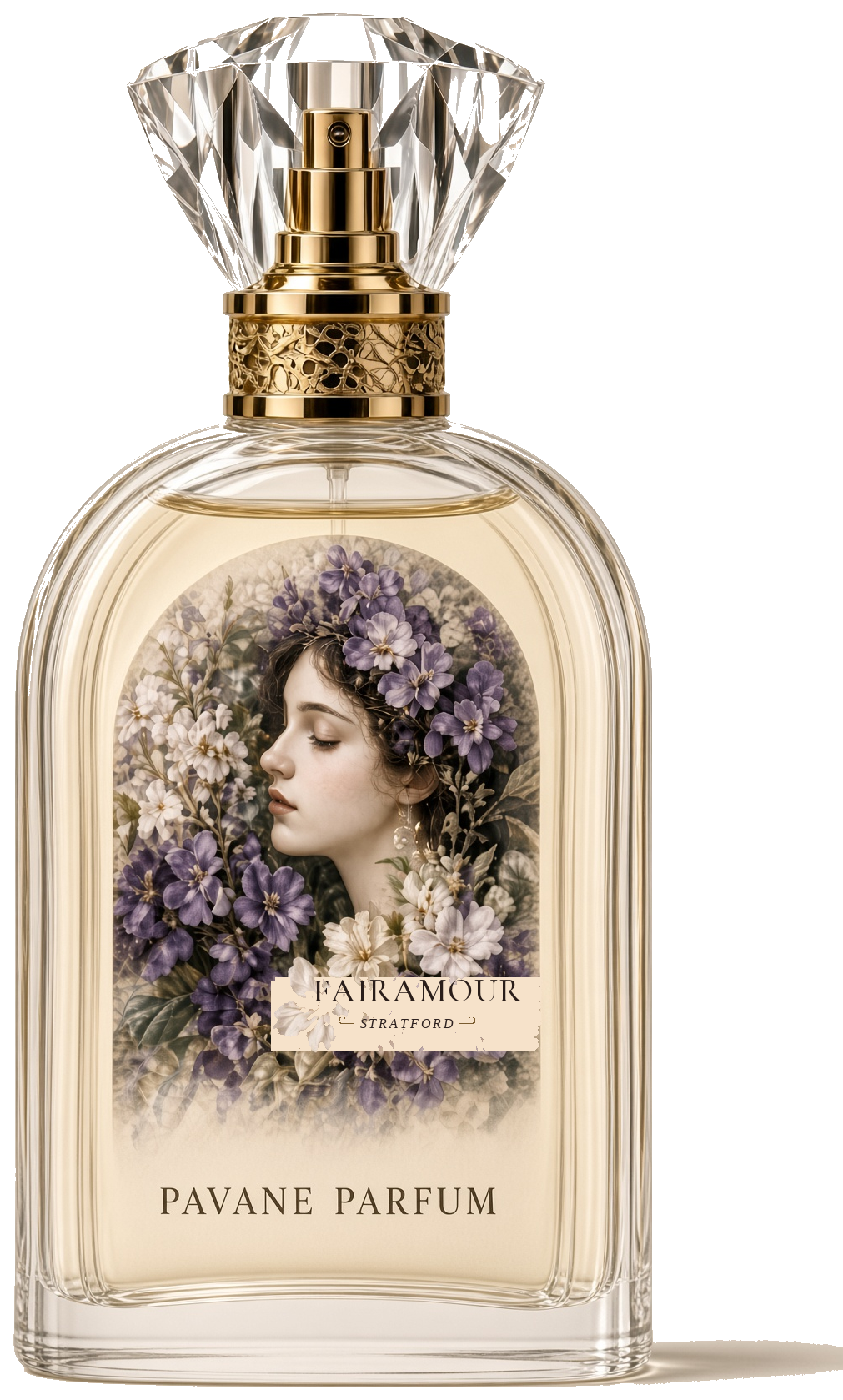 Ophelia parfum bottle. The label reads Fairamour, Stratford.